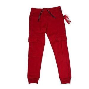 Hype. Unisex Kids Red Casual Elastic Waist Cargo Jogger Pants Sweatpants Sze S